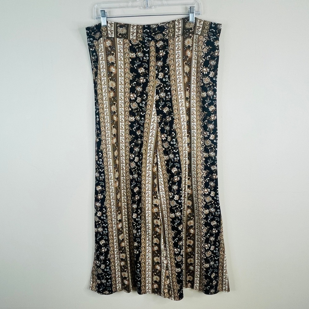 Earthbound Trading Co Boho Hippie Flare Pants Large Wide Festival Mother Earth
